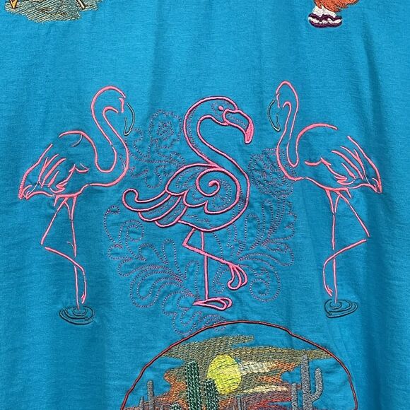 Fruit‎ of the Loom Tank Top Embroidered Women Size 4XL Art-to-Wear Blue Cotton - Picture 7 of 13